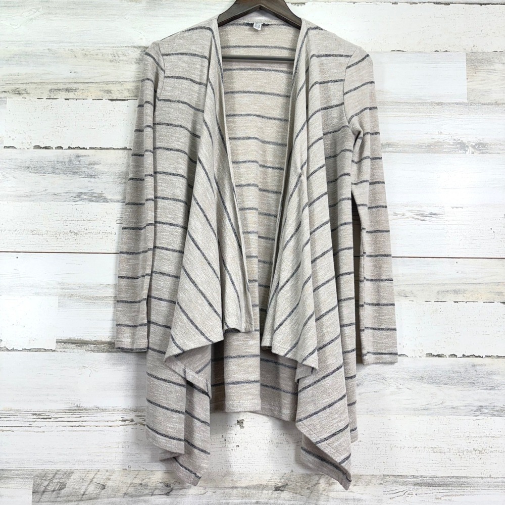 American Eagle Outfitters‎ Striped Open Front Cardigan Sweater M Beige Black